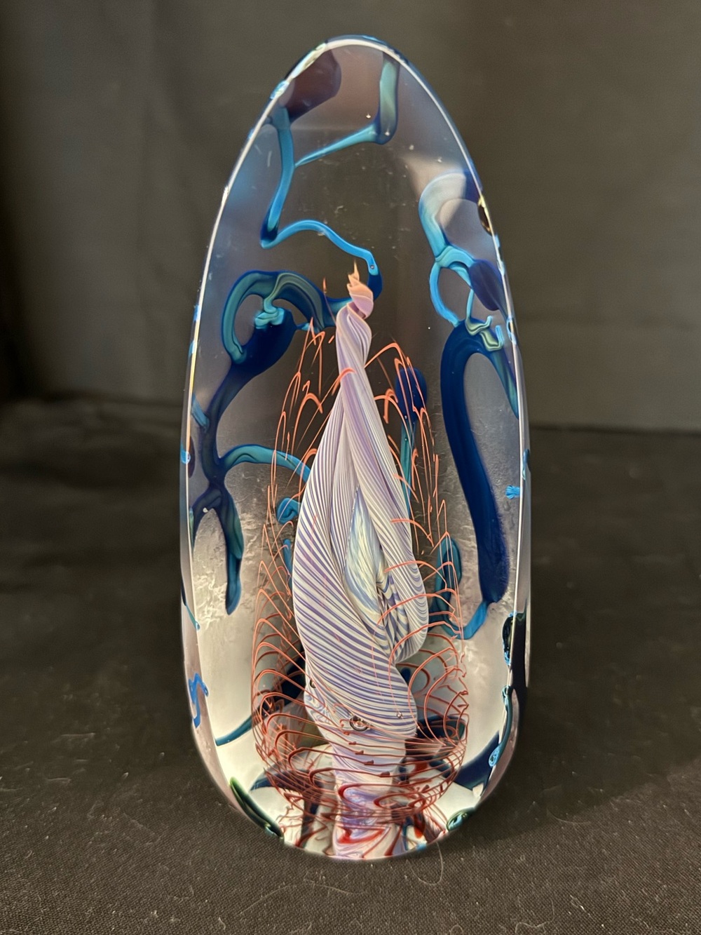 Henry Summa (1949-2008) Helix Vintage
Art Glass Sculpture Cut Away Paperweight